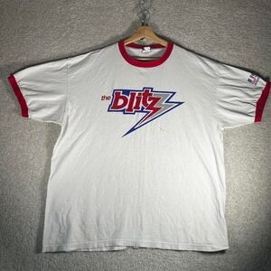 Vintage USFL Birmingham Blitz white and red distressed ringer tshirt